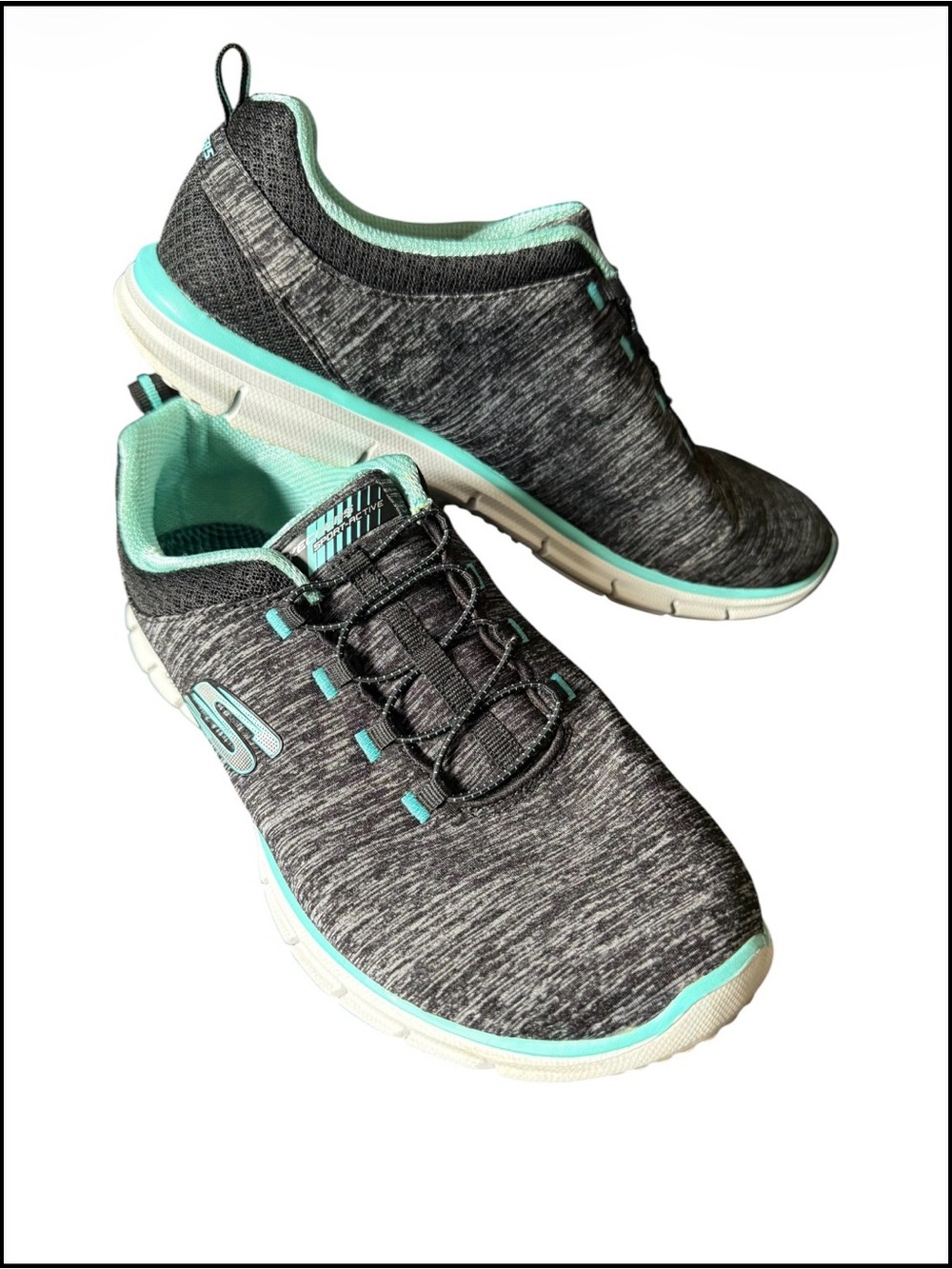 Skechers Air-Cooled Memory Foam  Gray/Teal Athletic Slip-On Sneakers Size 9